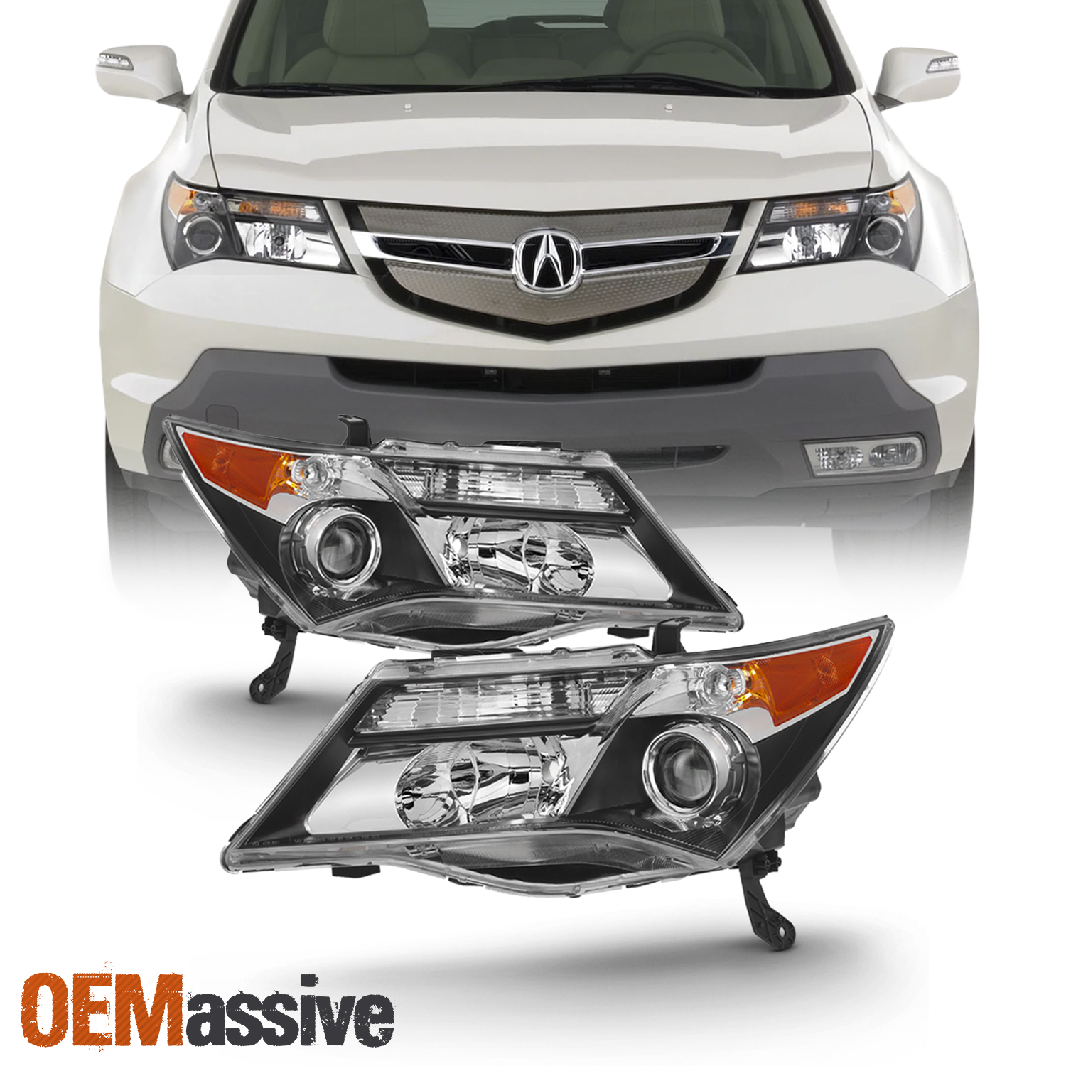 For 07 08 09 Acura MDX [HID Style] Headlights Driver+Passenger Side